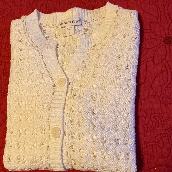 Coldwater Creek pointelle cardigan, size L (14) - Picture 10 of 11